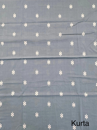 Greyish Blue Siya South Cotton 3-Piece Suit