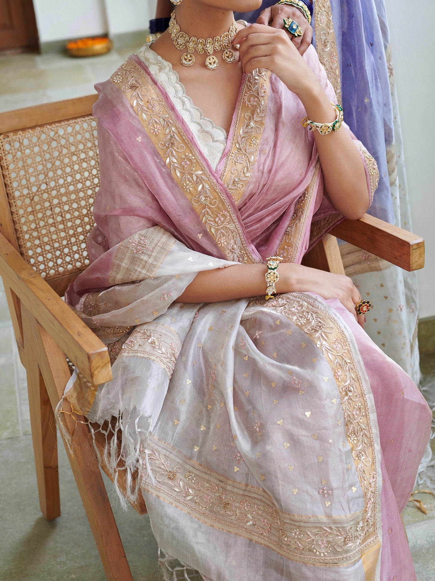 Pure Tissue Saree With Work