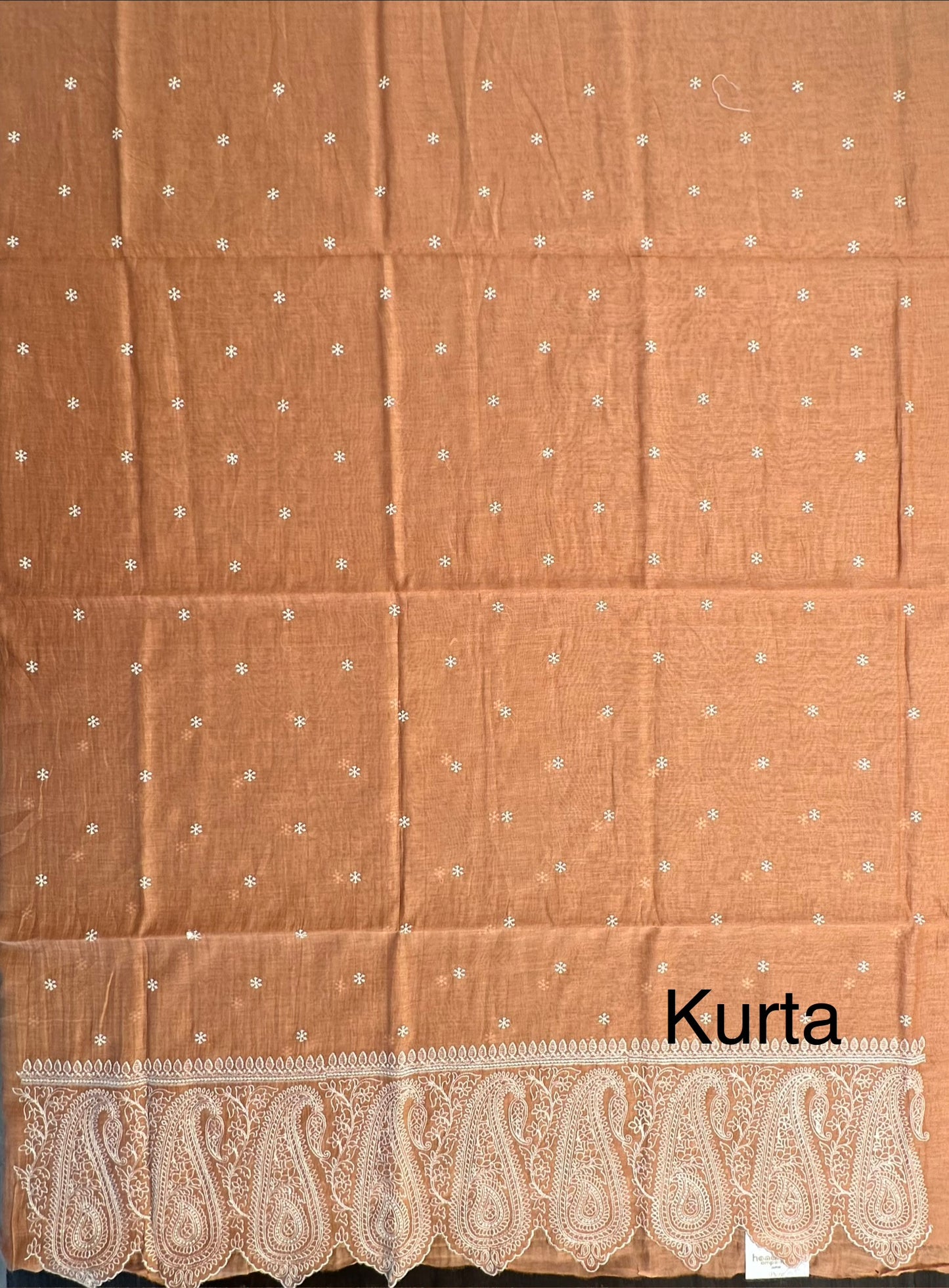 Peach Embroidery Chanderi Suit