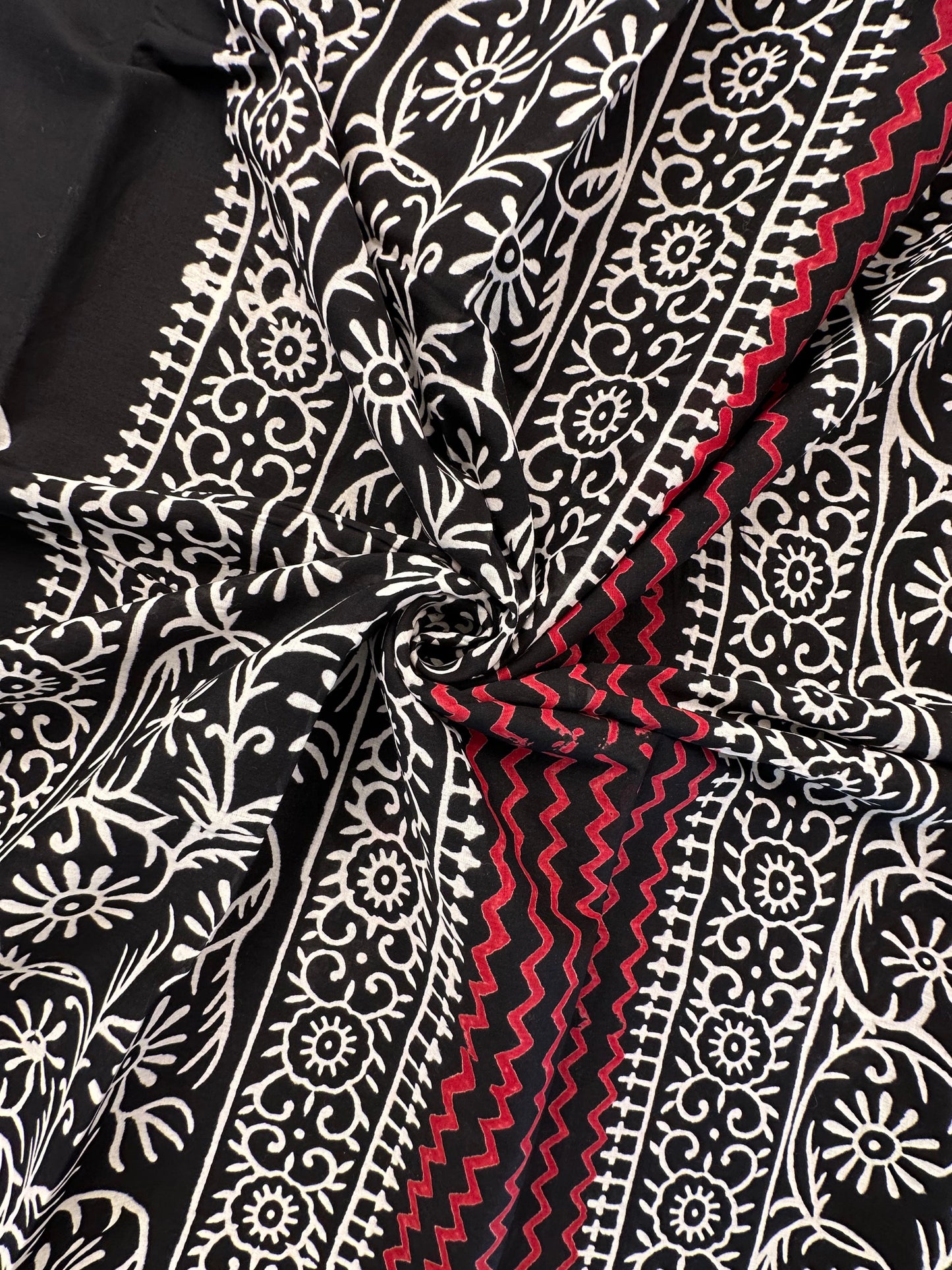 Black Baag Hand Block Print Pure Cotton Saree