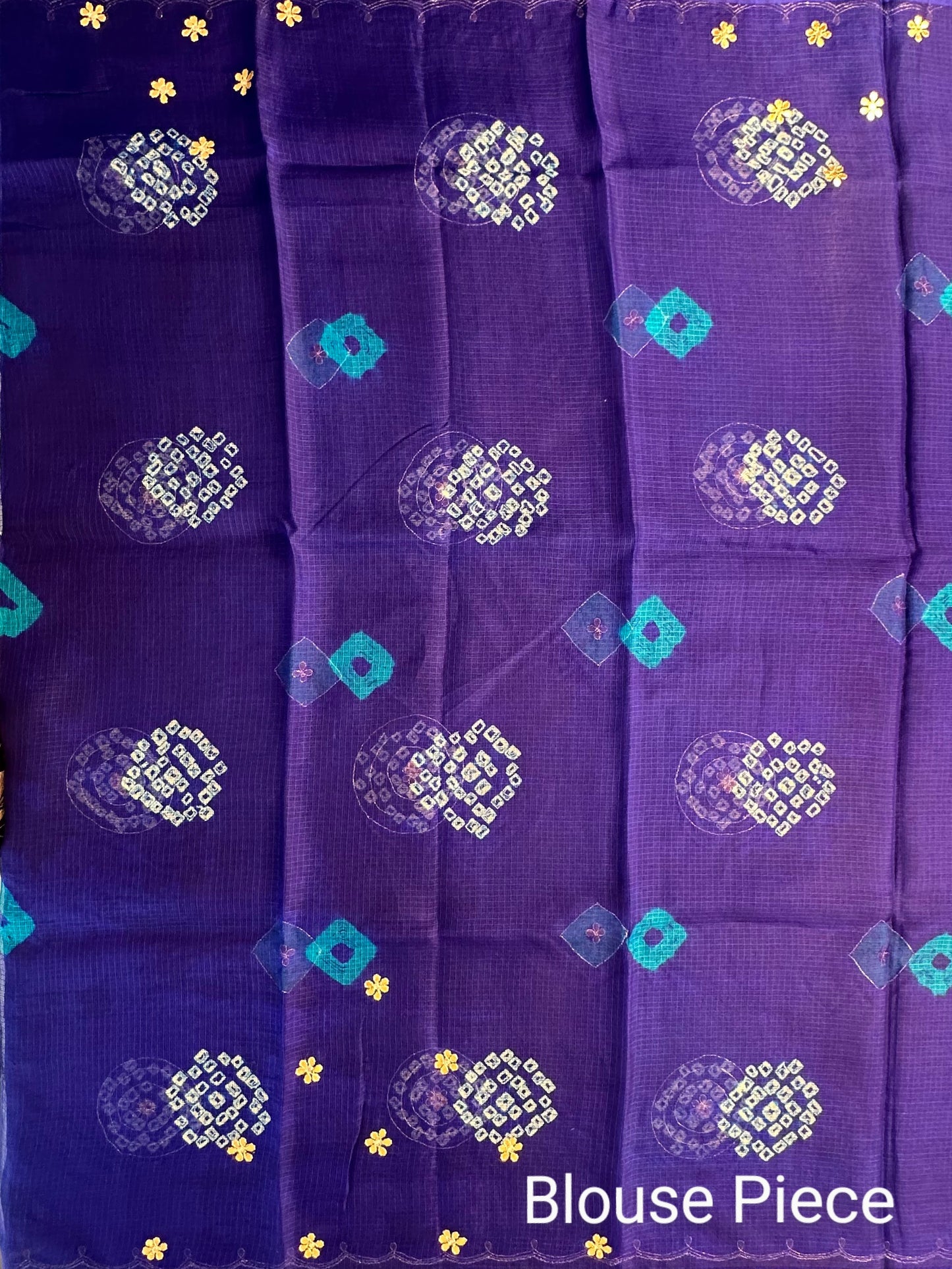 Kota Doria Pure Silk Saree with Aari Scallops