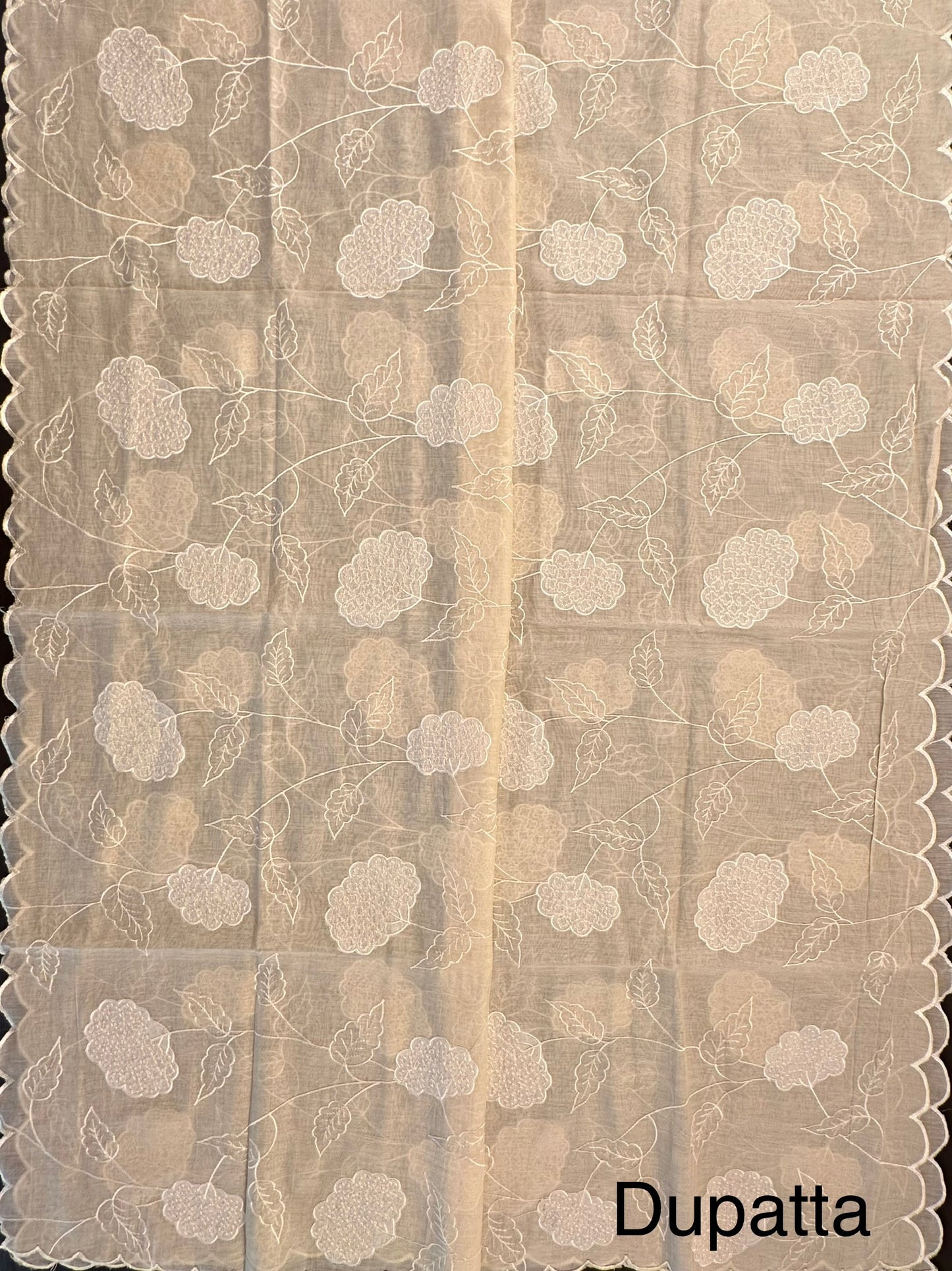 Light Beige Cotton Chanderi 3-Piece Unstitched Suit