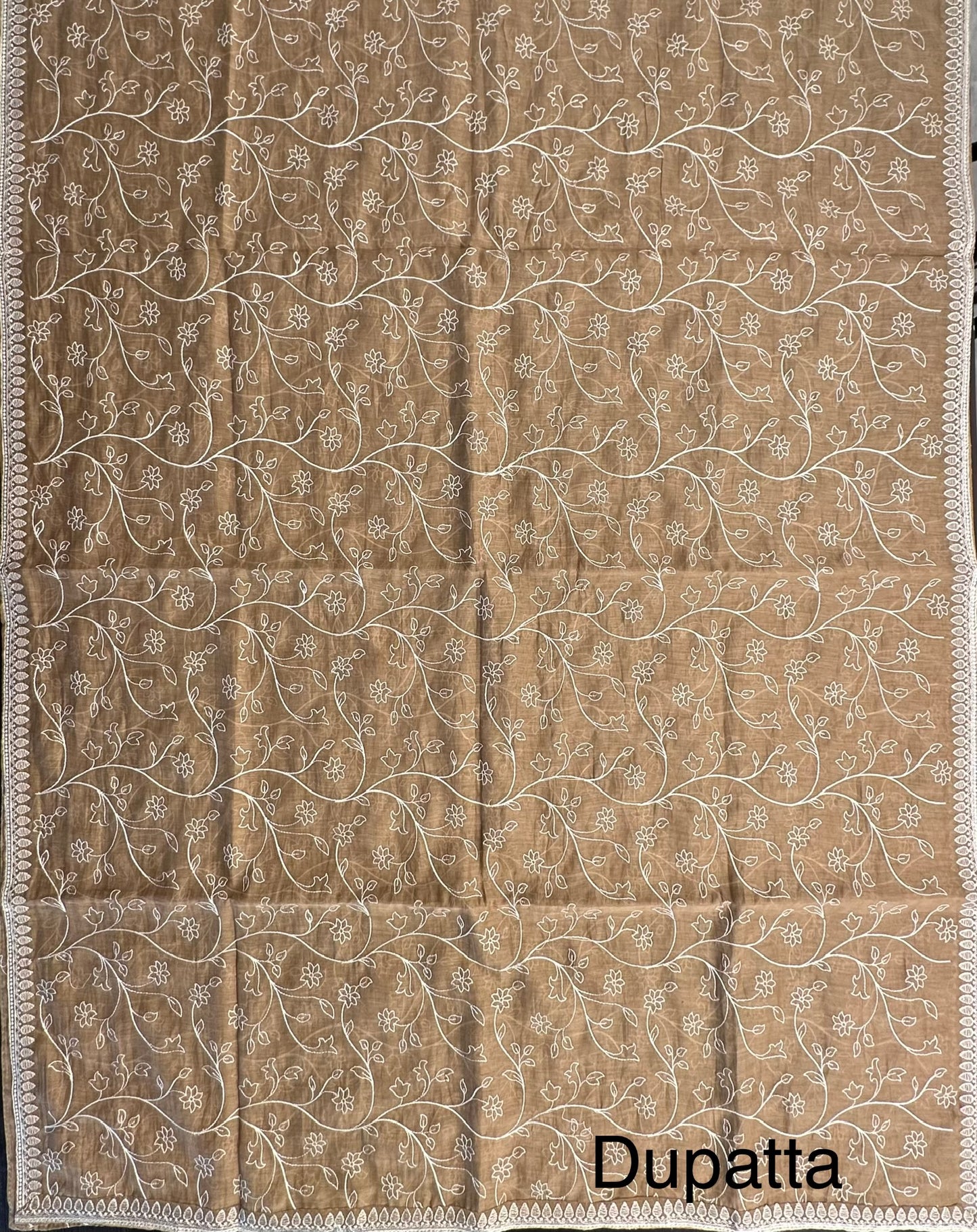 Brown Embroidery Chanderi Suit