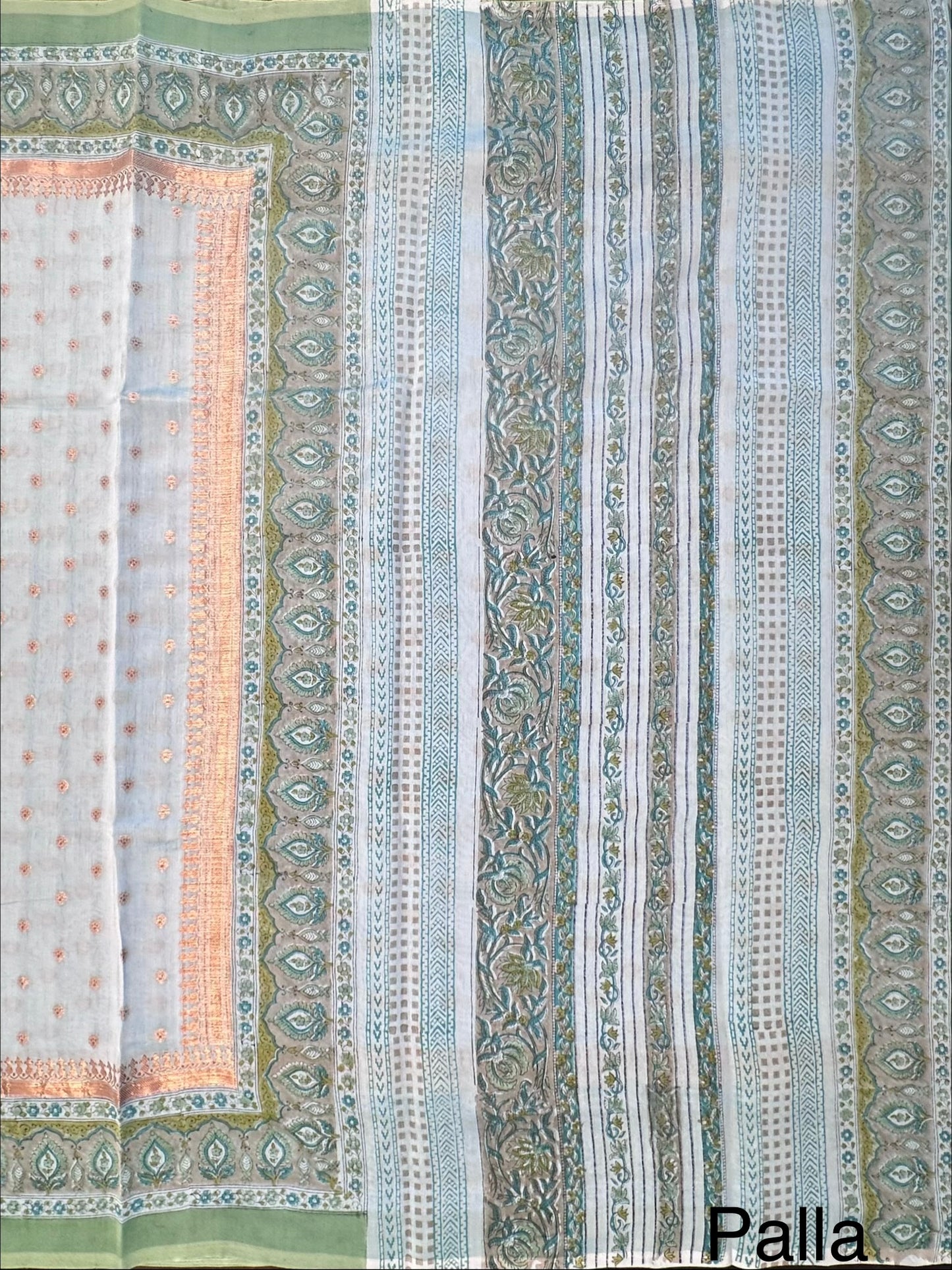 Blue Chanderi Saree with Hand Block Print
