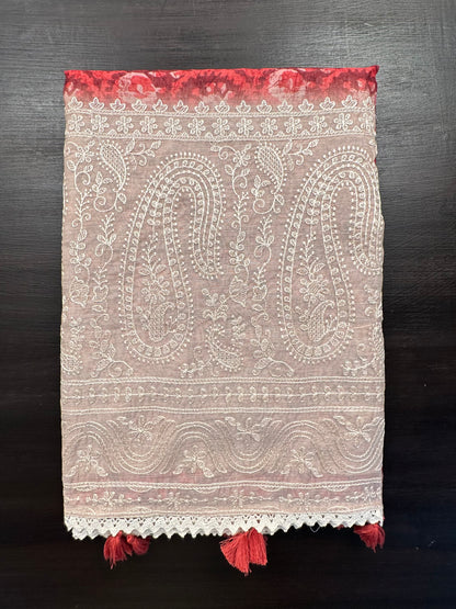Red-Beige Dhara Chanderi Saree