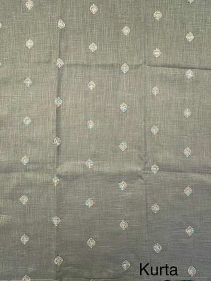 Sage Green Jute Cotton 3-Piece Suit