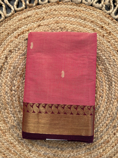Pink Narayanpet Cotton Saree