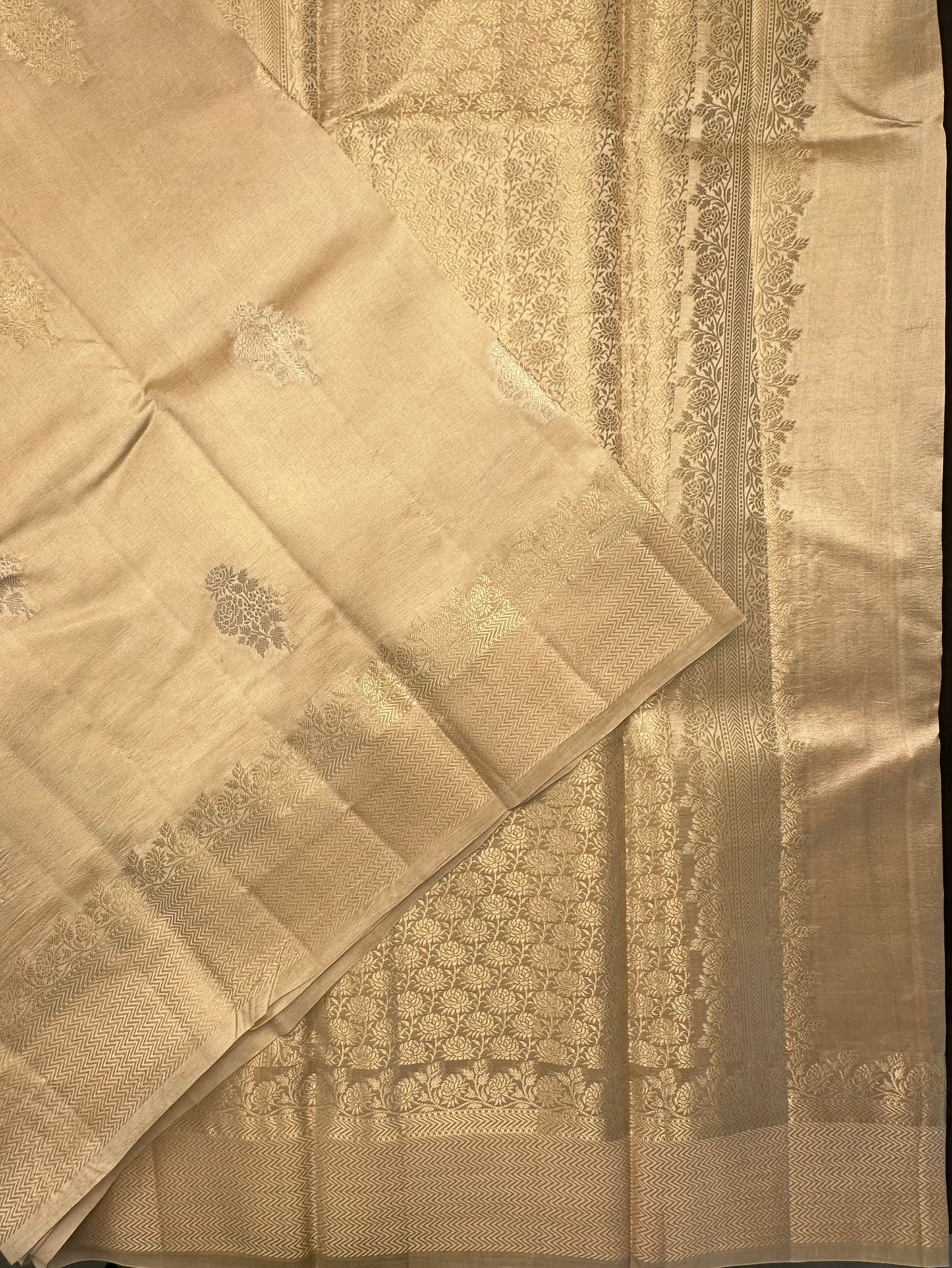 Beige Vishakha Pure Silk Saree