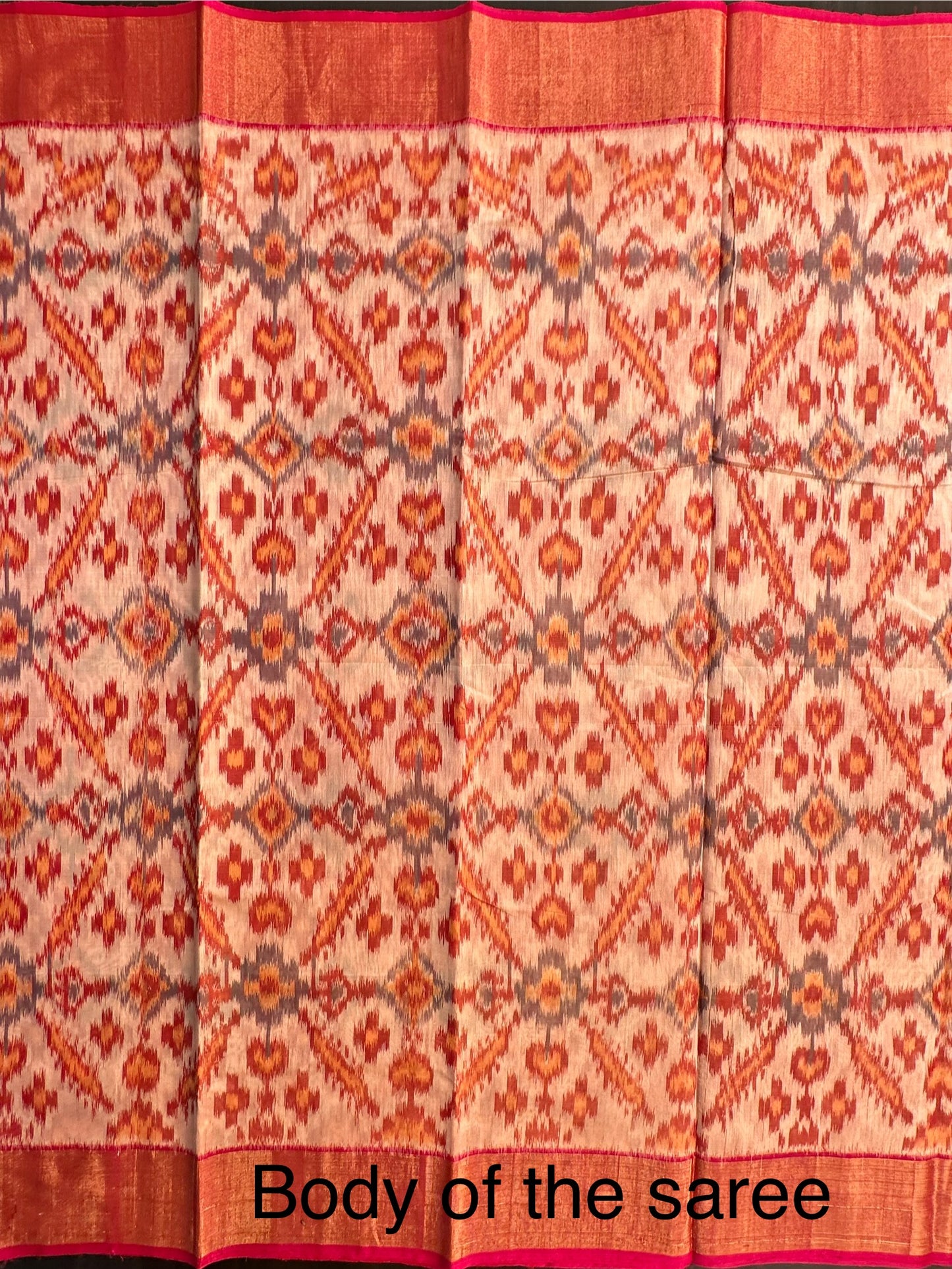 Beige Ikkat Kosa Cotton Silk Saree