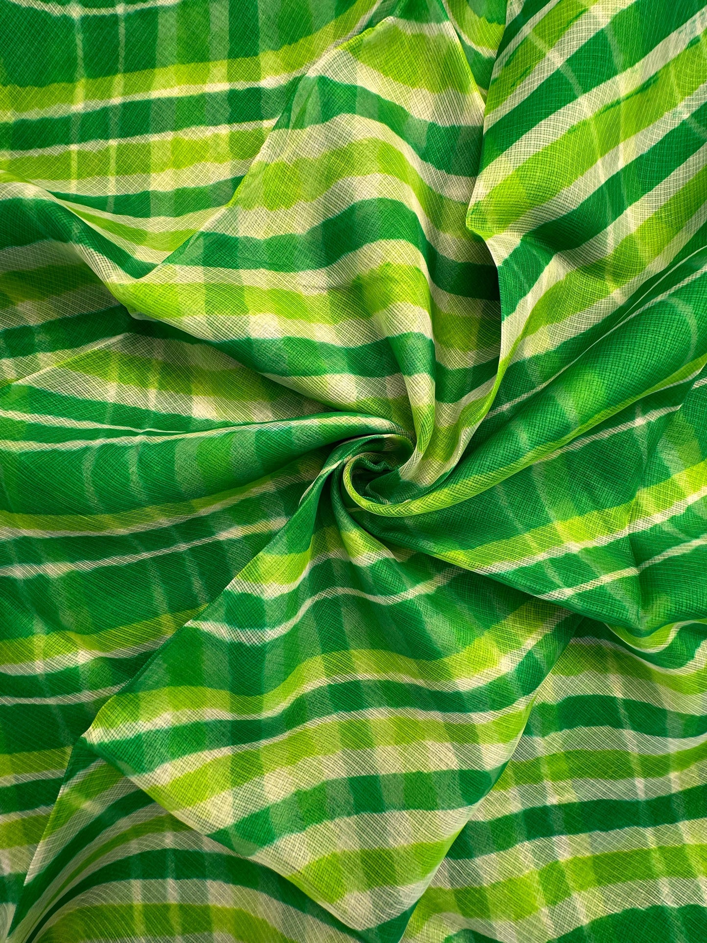 Green Leheriya Kota Doria Pure Silk Saree