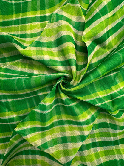Green Leheriya Kota Doria Pure Silk Saree
