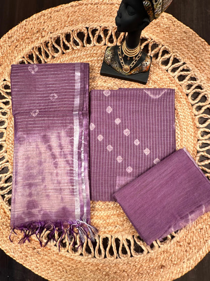 Purple Kumari Art Cotton 3-Piece Suit