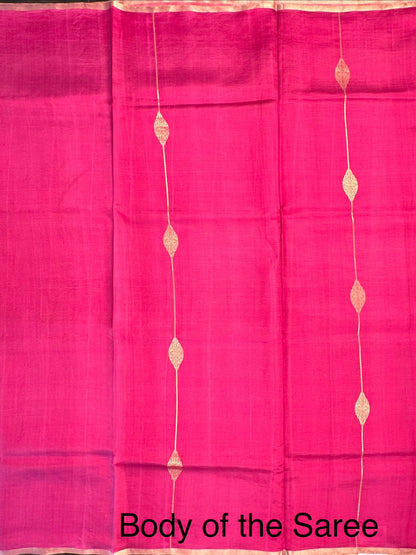 Strawberry Pink-Magenta Pink Vedika Banarasi Pure Silk Saree