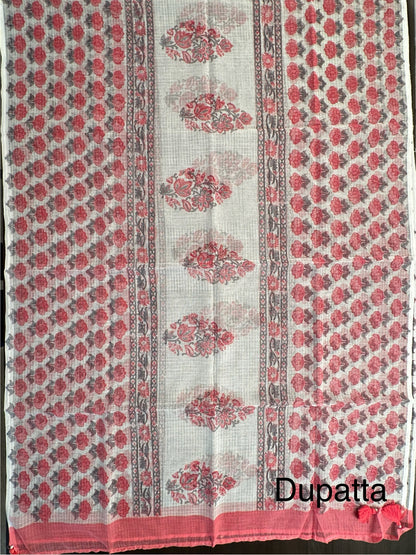 Peach Block Printed Pure Cotton Suit