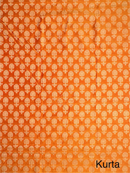 Mustard-Rust Orange Jacquard 3-piece Unstitched Cotton Suit