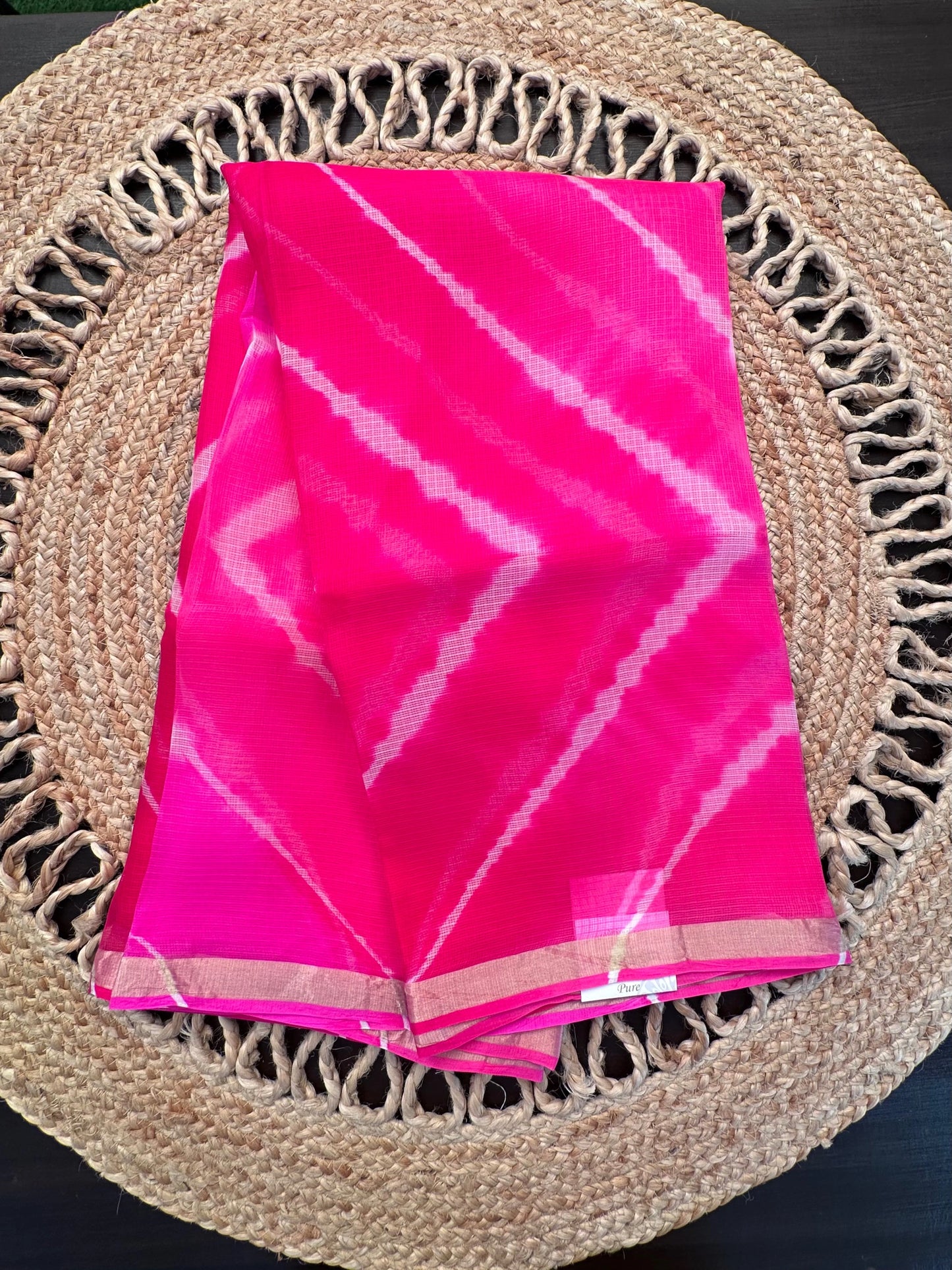Rani Leheriya Kota Doria Pure Silk Saree