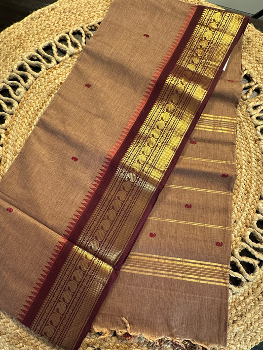 Brown Narayanpet Cotton Saree