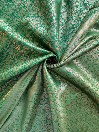 Green Jamawar Artificial Silk Saree