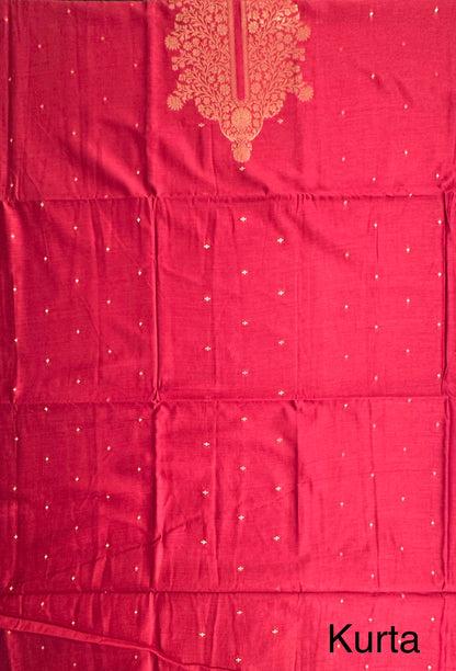 Rust Red Handloom Chanderi Suit