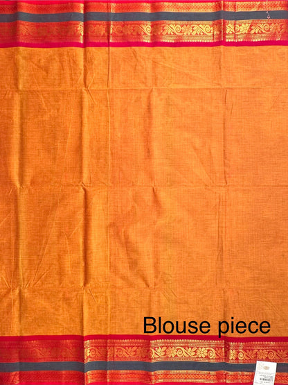 Mustard-Red Narayanpet Cotton Saree