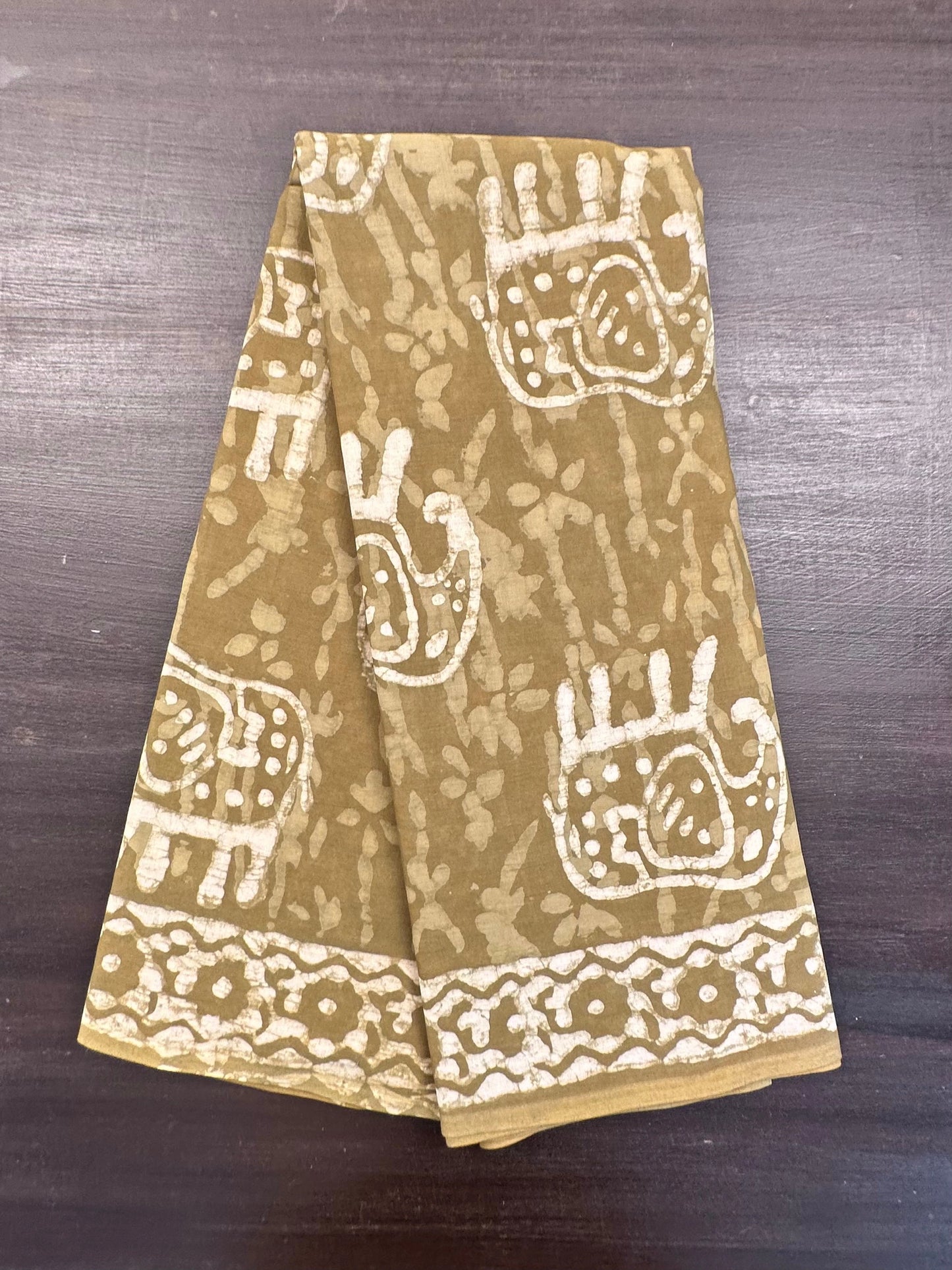 Mehendi Green  Block Print Pure Cotton Saree