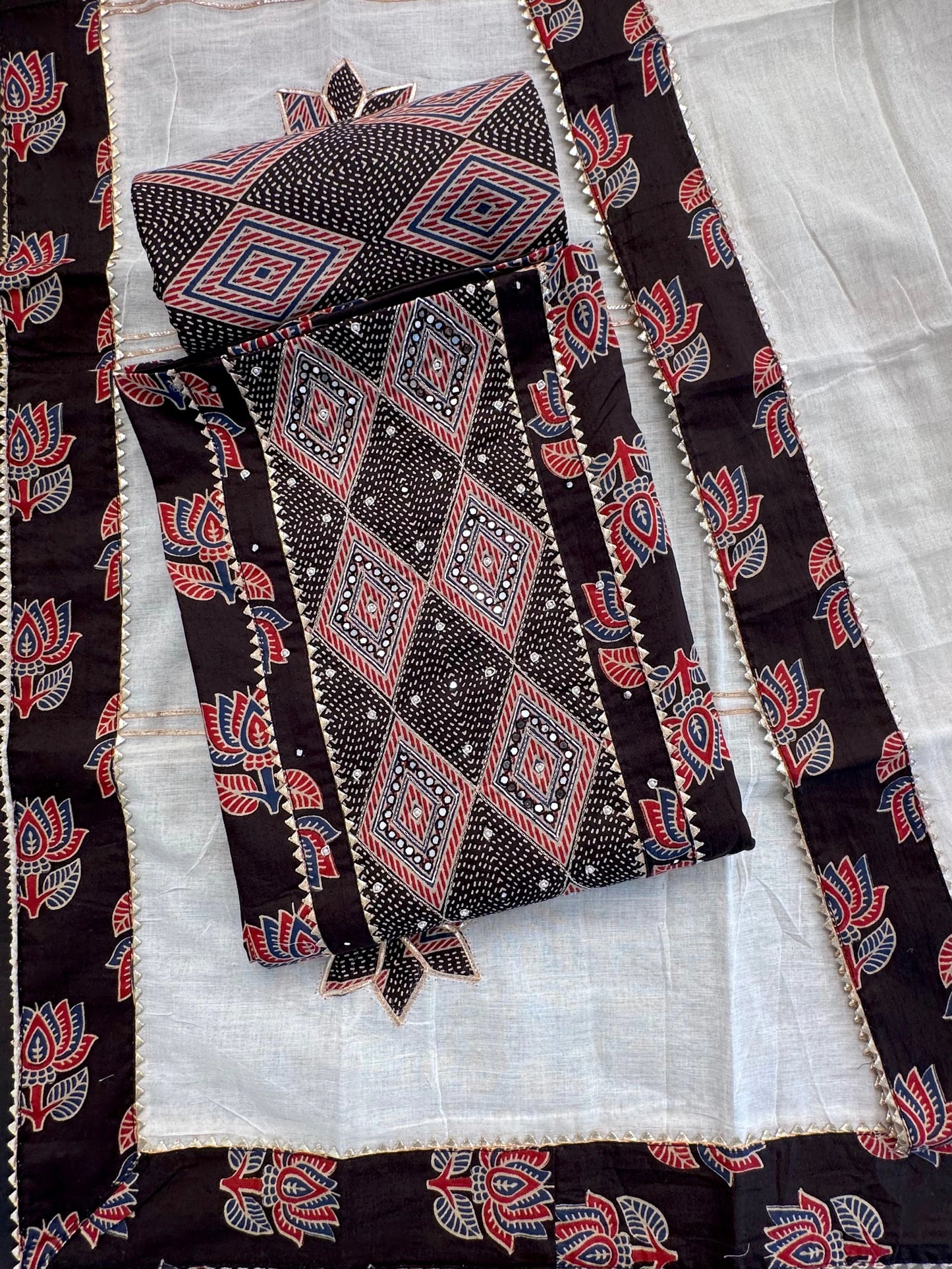 Black Printed Pure Cotton Suit