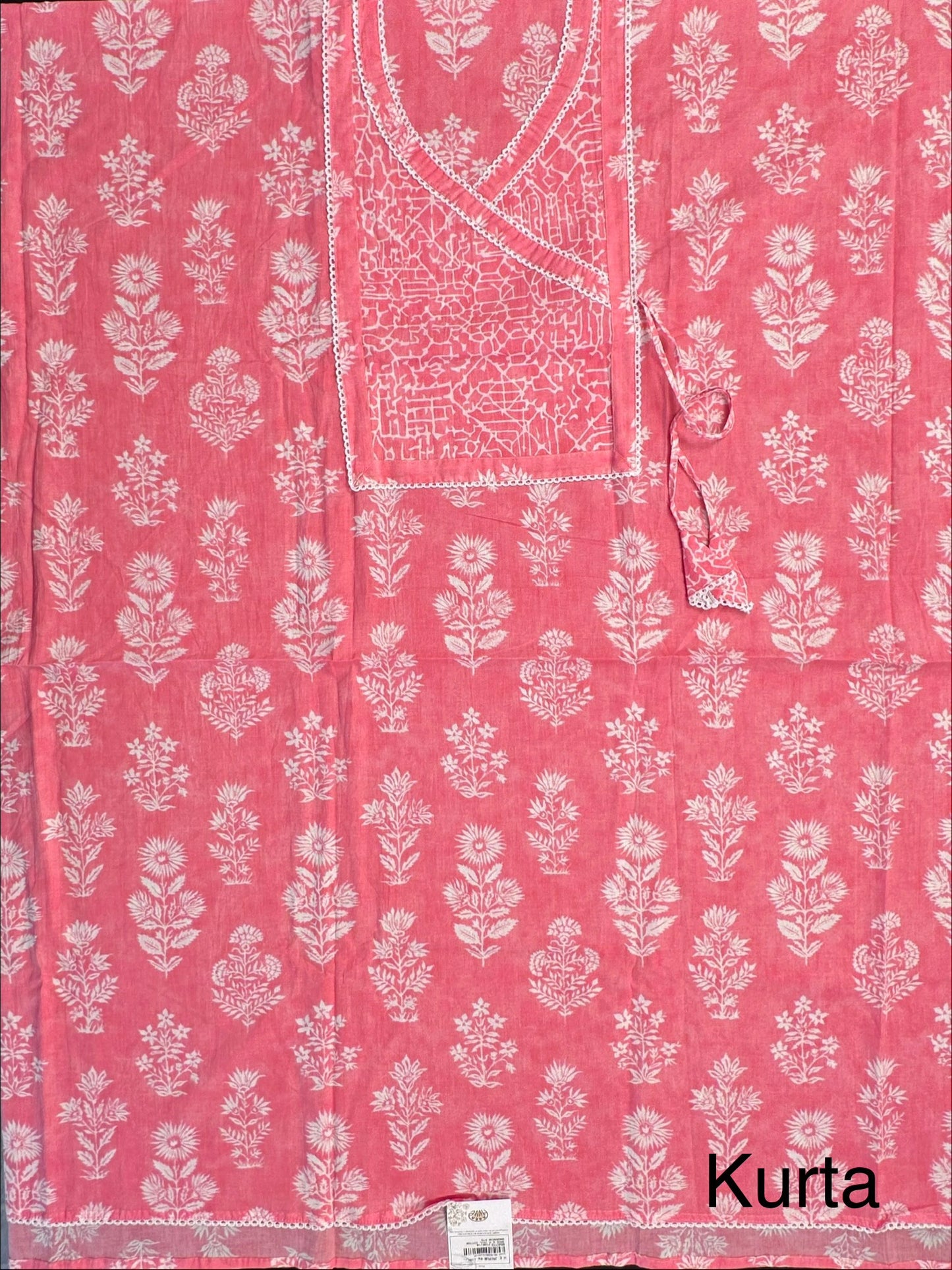Pink Angrakha Printed Cotton 3-Piece Suit