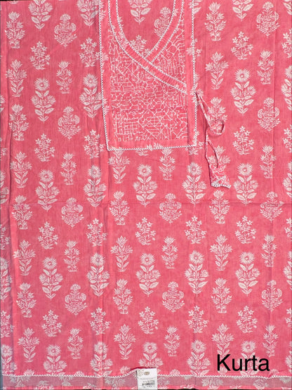 Pink Angrakha Printed Cotton 3-Piece Suit