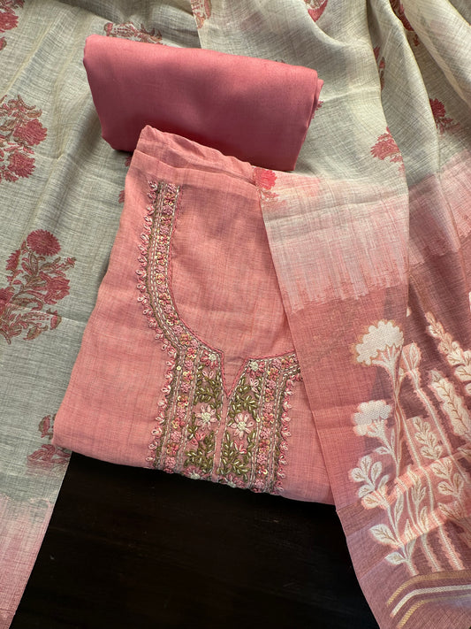 Pink Fancy Cotton 3-Piece Suit