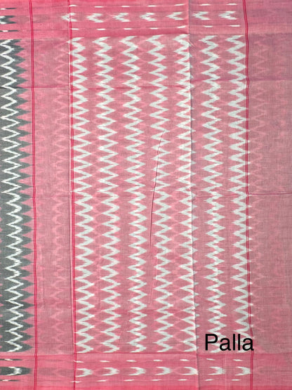 Grey-Pink Ikkat Cotton Saree