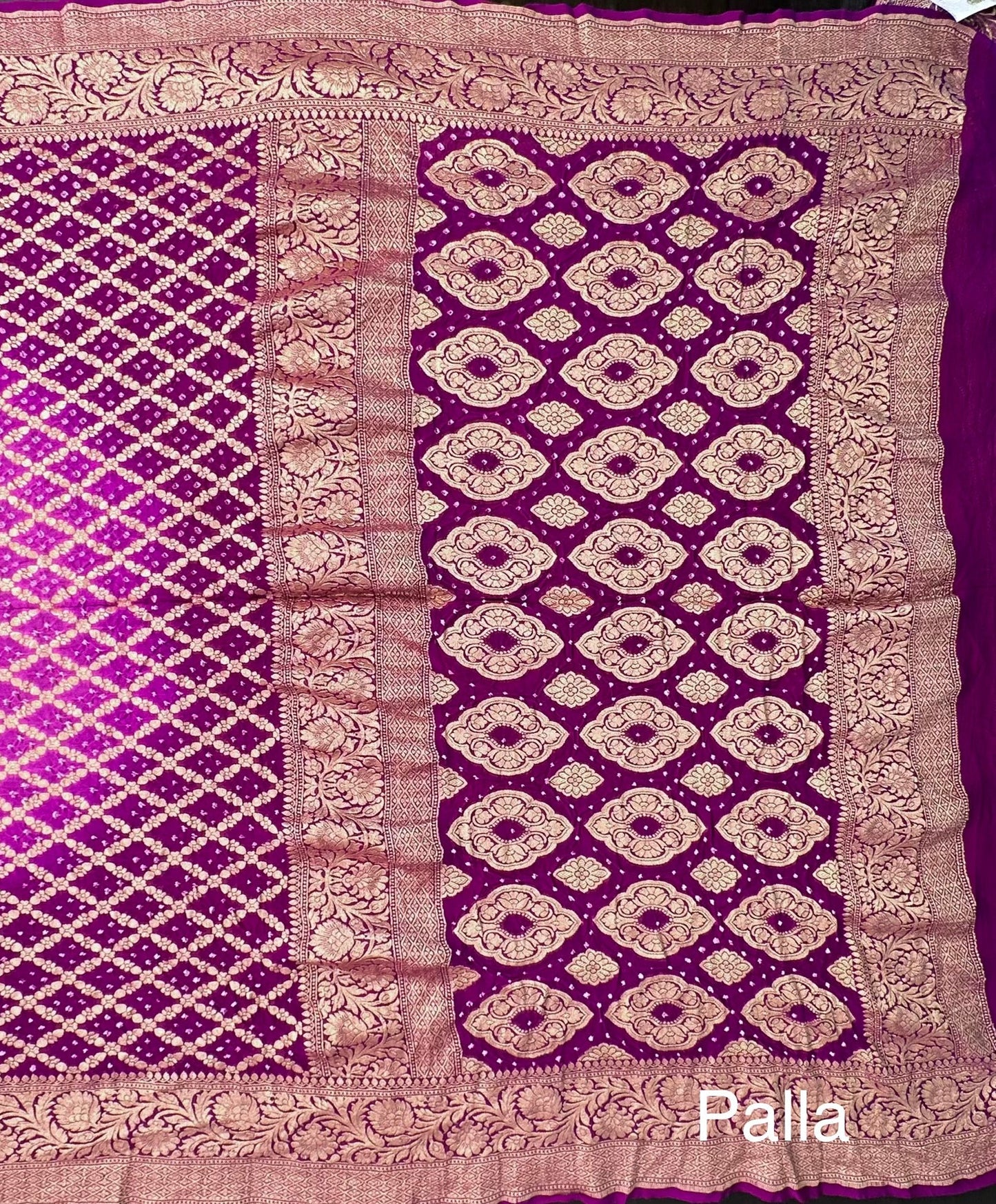 Mauve-Purple Gharchola Bandhej Pure Georgette Saree
