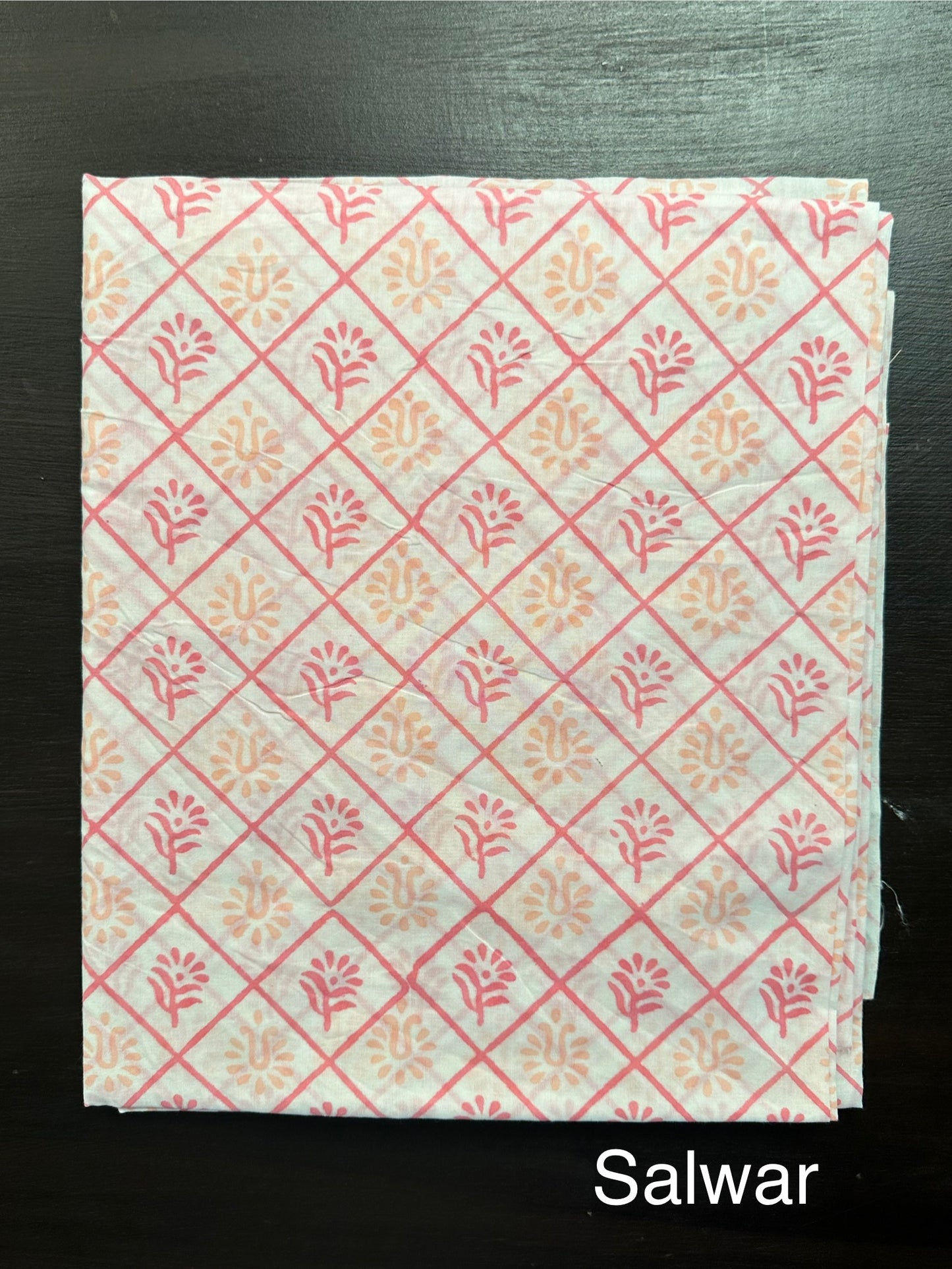 Peach Block Printed Pure Cotton Suit