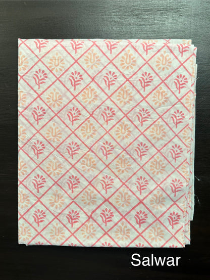 Peach Block Printed Pure Cotton Suit