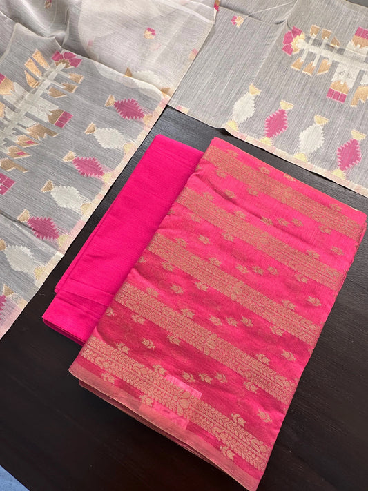 Pink Jacquard Handloom Suit
