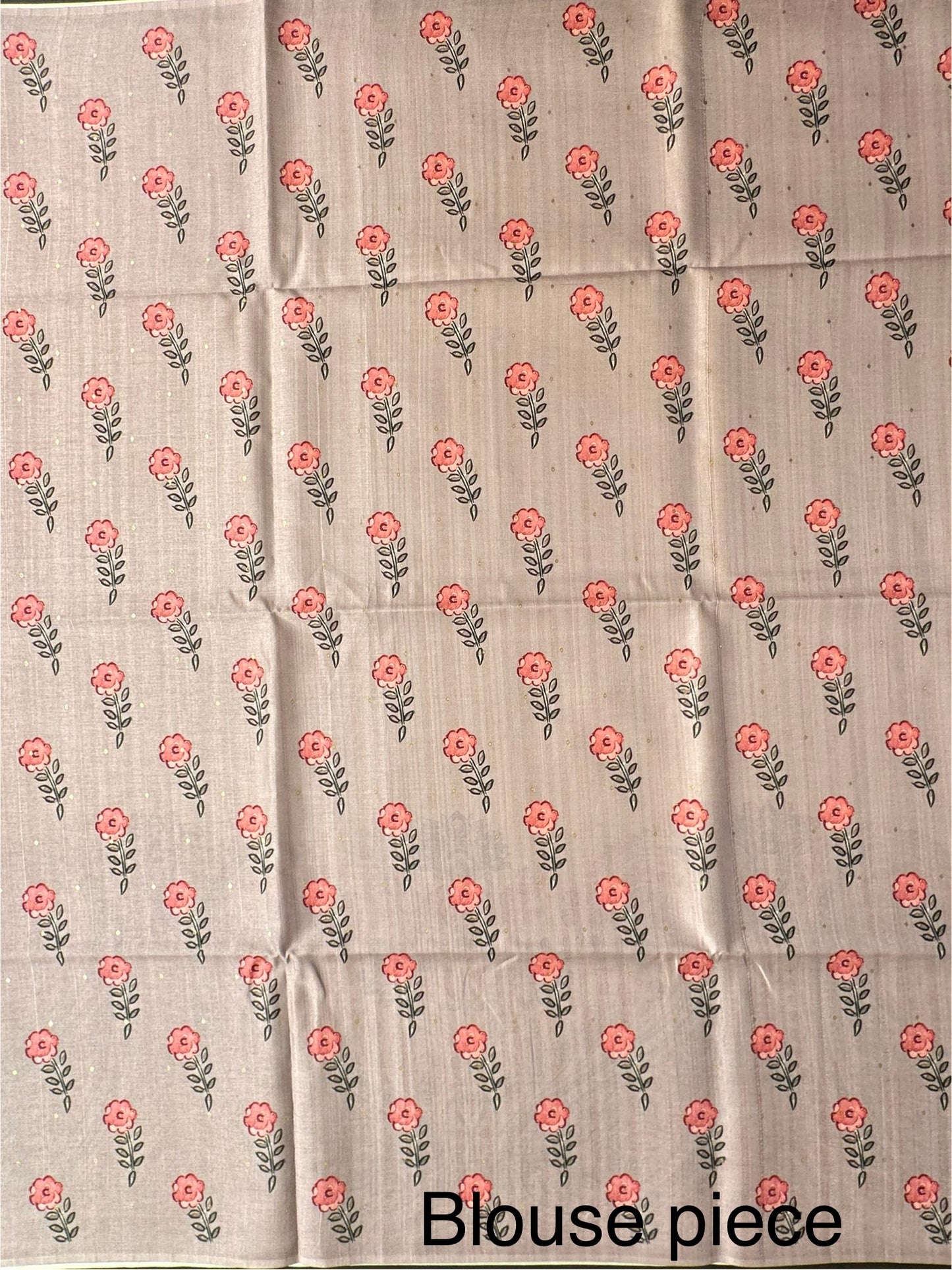 Off White-Champagne Printed Art Silk Saree