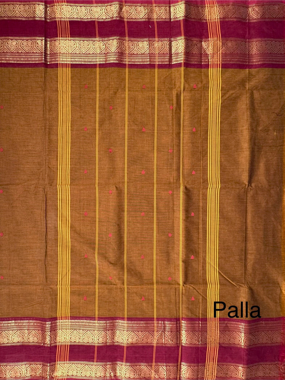 Brown-Maroon Narayanpet Cotton Saree