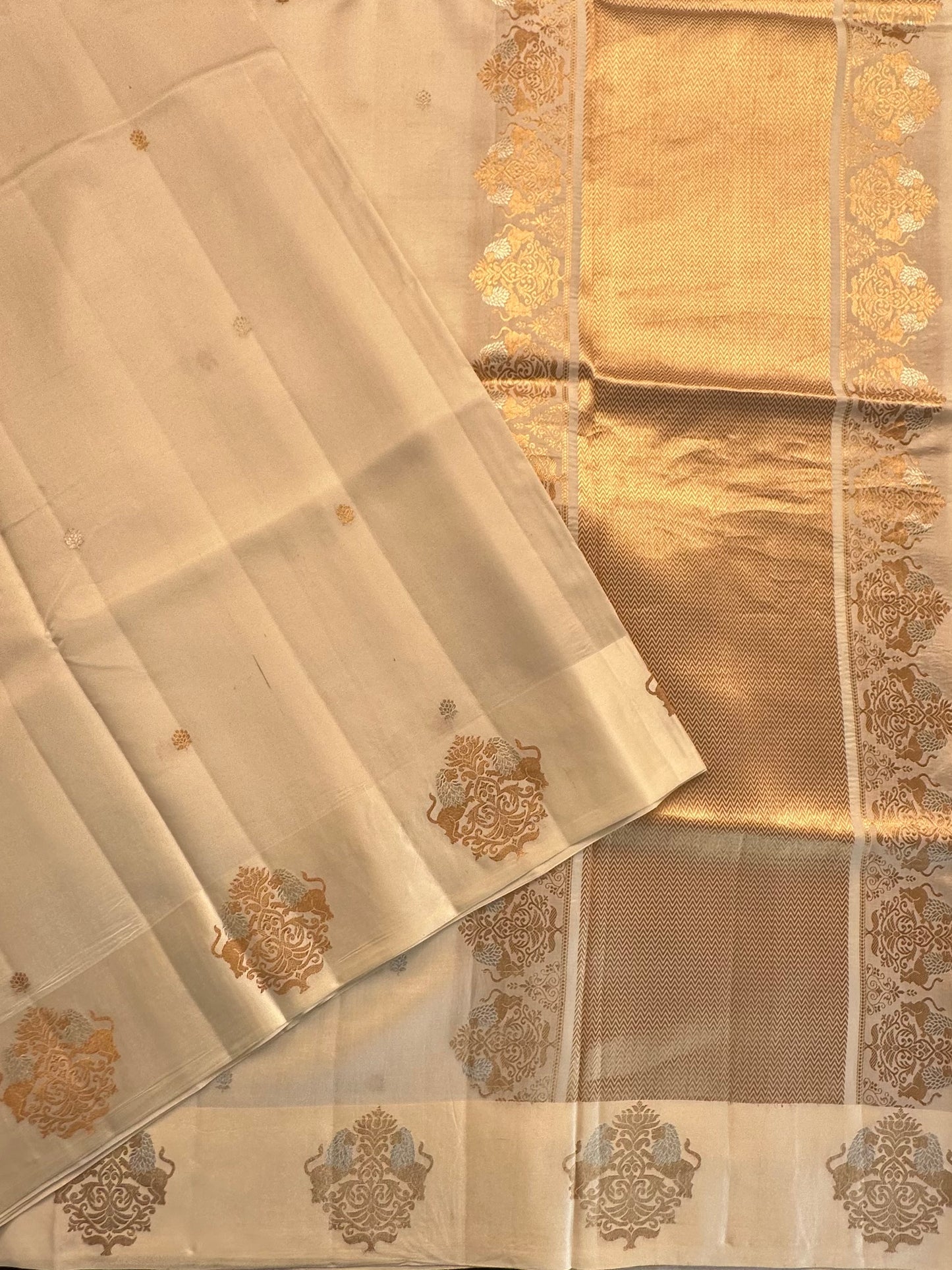 Olive Green Banarasi Satin Saree