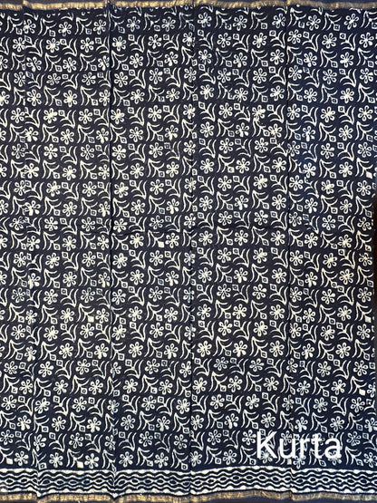 Indigo Block Print Chanderi Suit