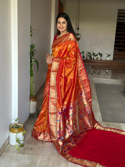Orange Paithini Silk Saree