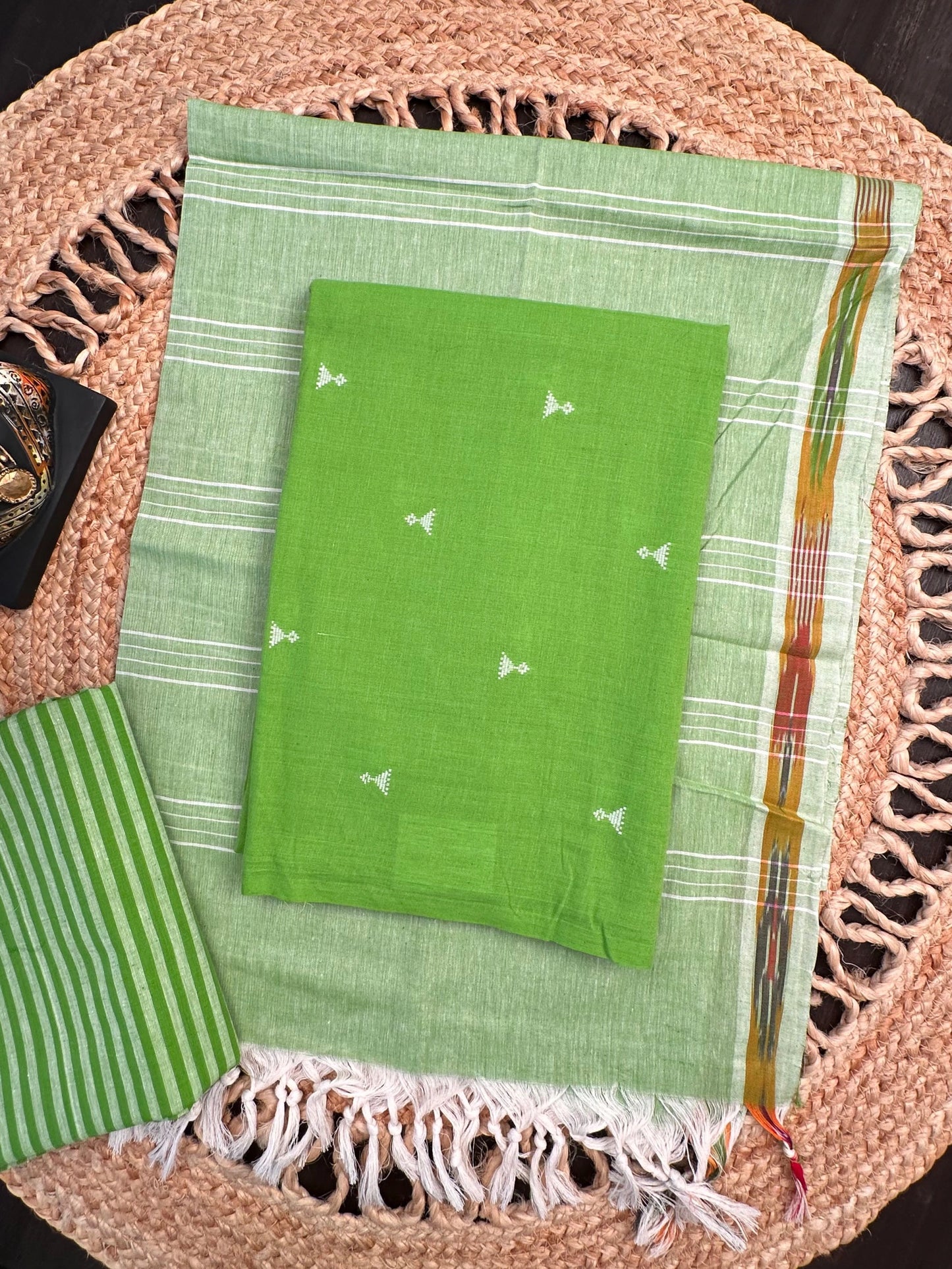 Parrot Green Jhankar South Cotton 3-Piece Suit