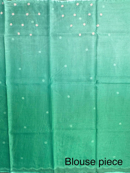 Pista Green Gitika Kota Doria Pure Silk Saree