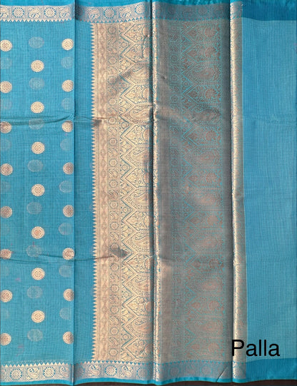 Blue Blended Cotton Saree