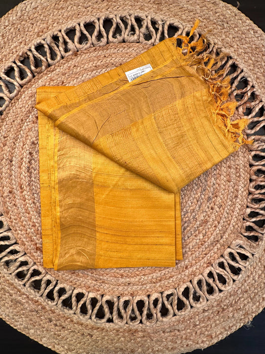 Mustard Handloom Tussar Silk Saree