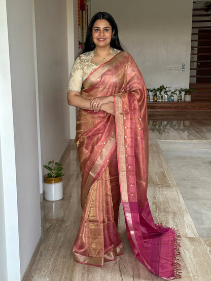 Rani Emboss Pure Tissue Silk Saree