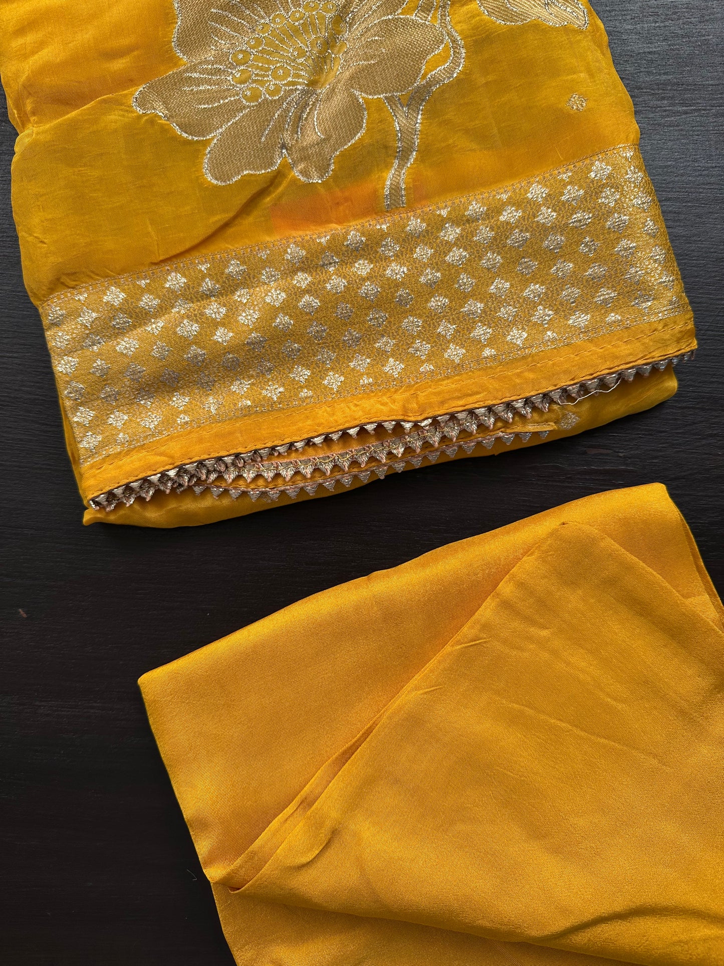 Yellow Crepe Unstitched 3-Piece Suit