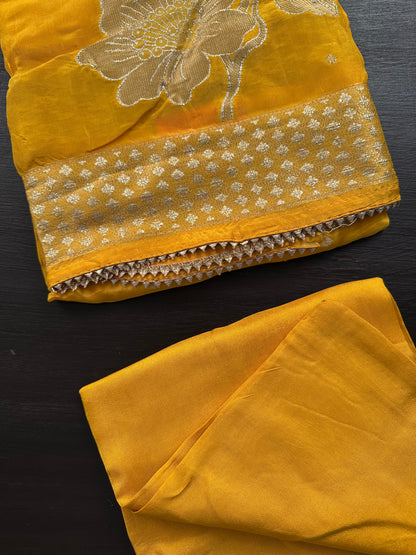 Yellow Crepe Unstitched 3-Piece Suit