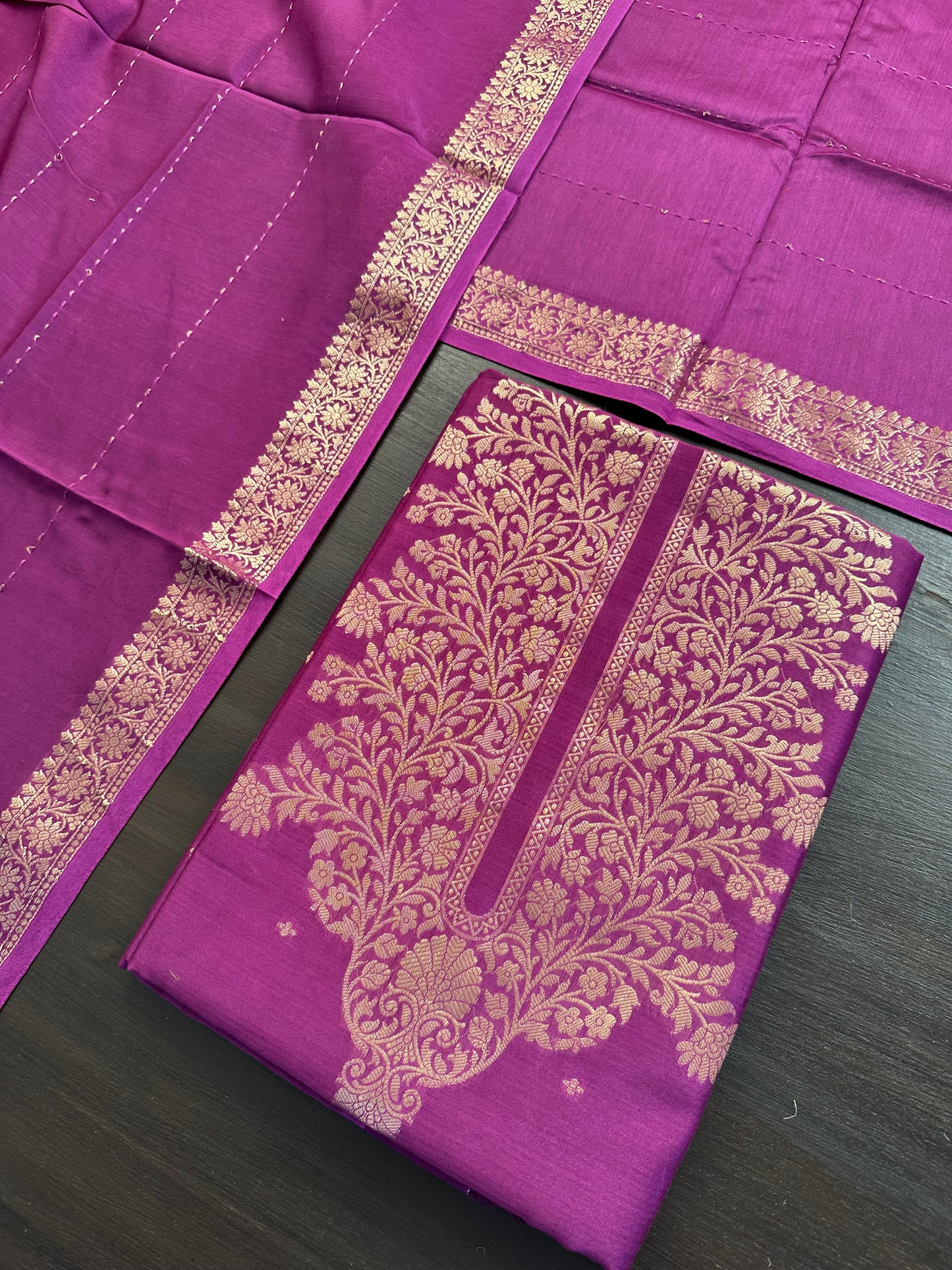 Purple Handloom Chanderi Suit