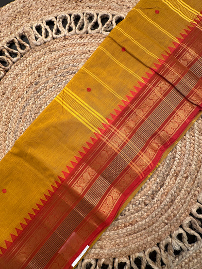 Mustard Narayanpet Cotton Saree