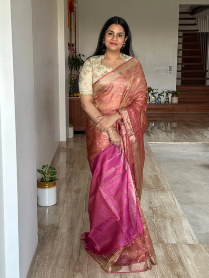 Rani Emboss Pure Tissue Silk Saree