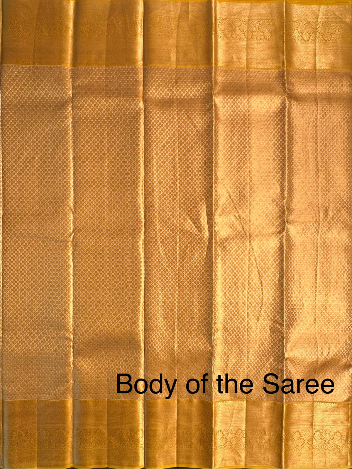 Golden -Mustard Handloom Kanjivaram Tissue Pure Silk Saree